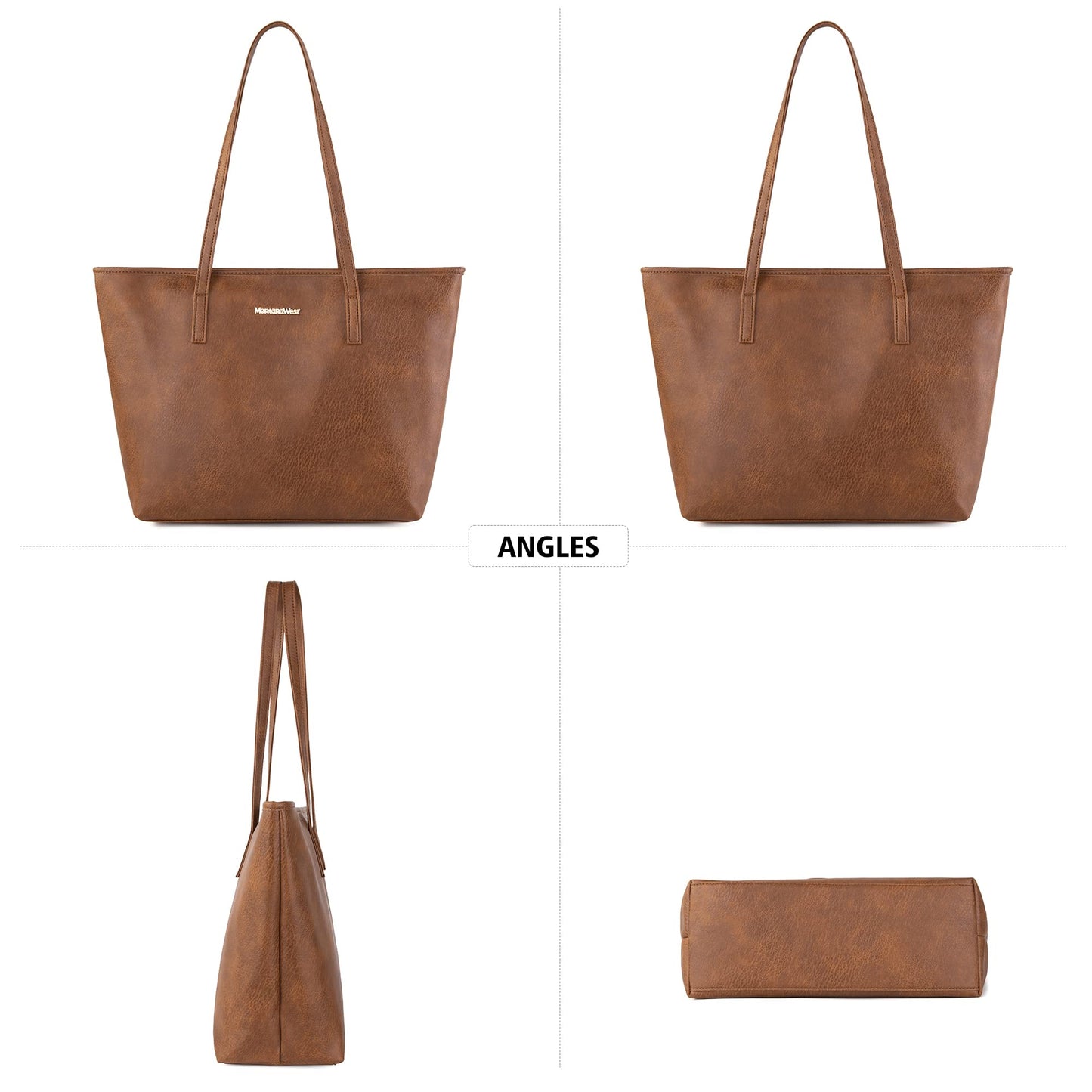 Montana West Purses for Women Large Everyday Bag Work Tote Bag PU Leather Laptop Shoulder Bag with Wallet Pouch, Big Capacity Office Handbag for Travel Daily Use City Tote MWC-HB-028-BR
