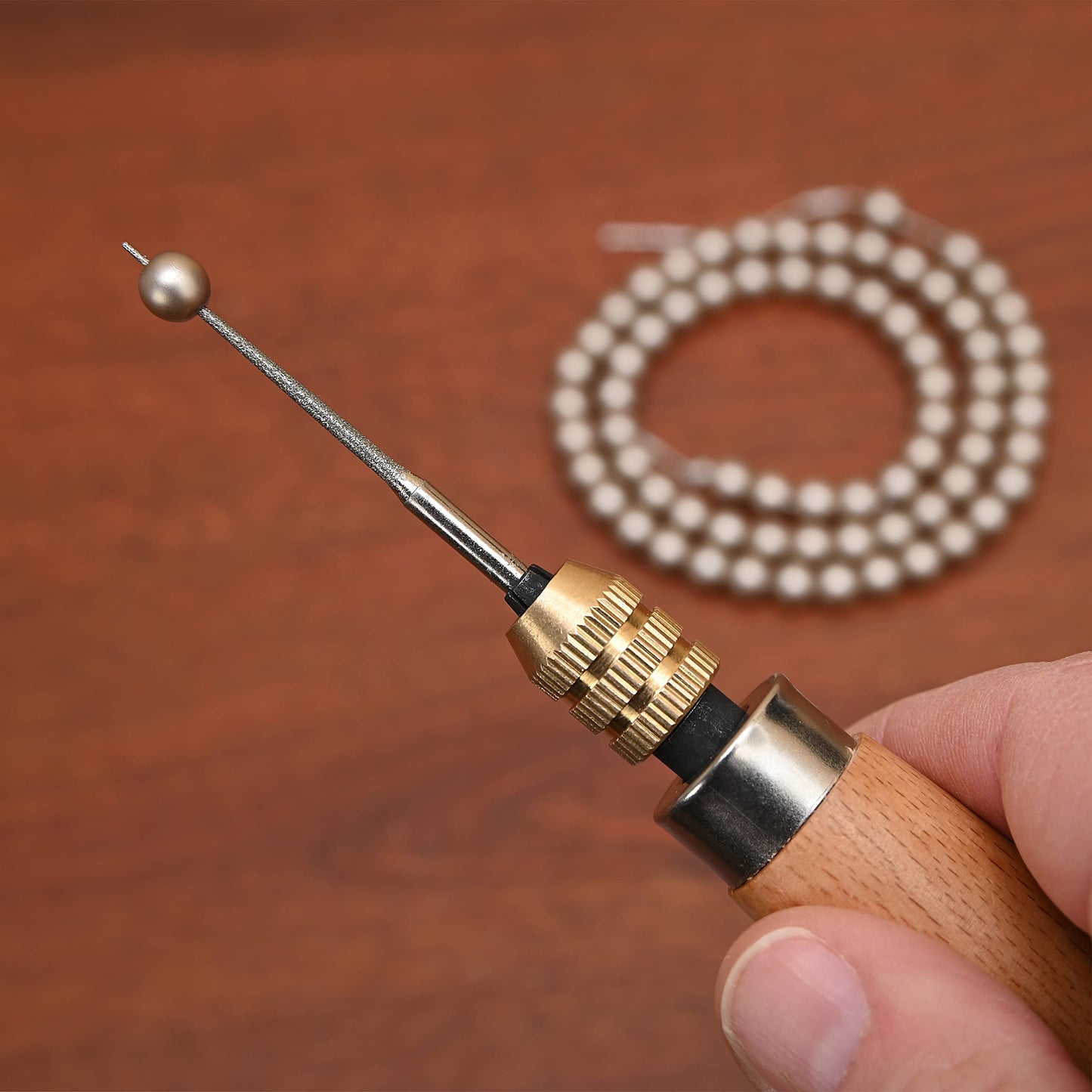 The Beadsmith Diamond Reamer Set – 4 Interchangeable Tips, Wood Handle, Storage Tube for Bits - Use on Glass, Ceramic or Stone – Tools for Opening & Enlarging Holes & Softening & Smoothing Rough Edges