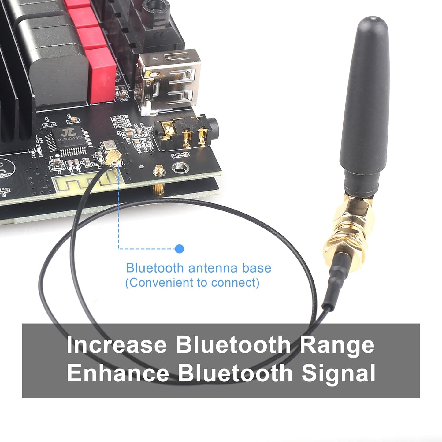 DAMGOO 2.4GHz 2dBi RF1.13 30cm Bluetooth WiFi Antenna SMA Male (Pin) with U.FL to SMA Female Pigtail Cable