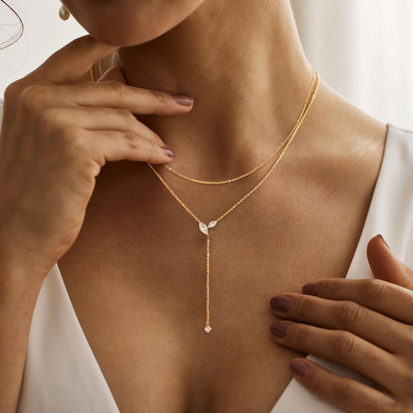 FUCJOEE Layered Necklaces for Women, Dainty Long Necklace Set 14K Gold Plated Y Shaped Lariat Necklace Stack Boho Layering Long Gold Necklaces for Women Trendy Gold Jewelry Set