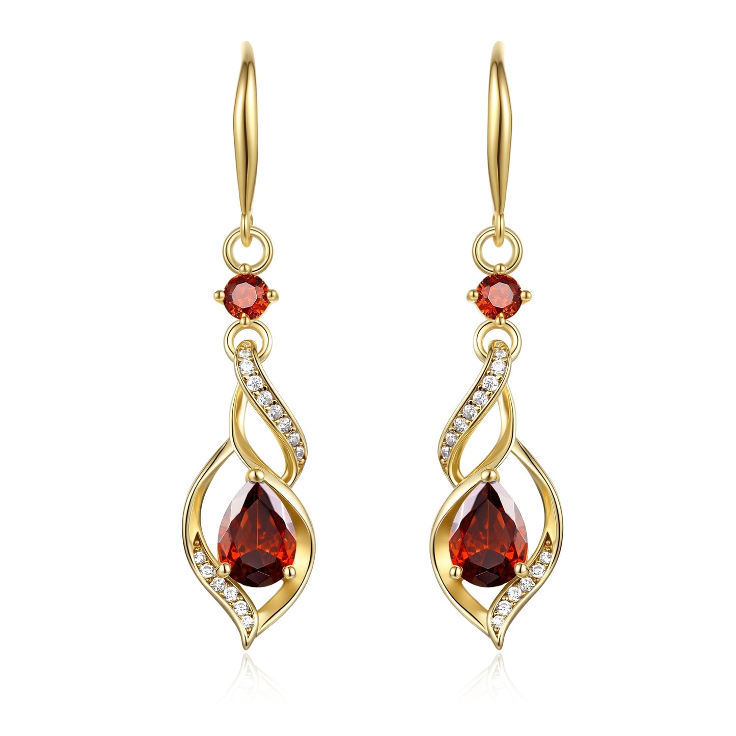FANCIME 14K Gold Plated January Birthstone Dangle Earrings for Women Teardrop Garnet Earrings S925 Sterling Silver infinity Love Birthday Gifts for Mom Women