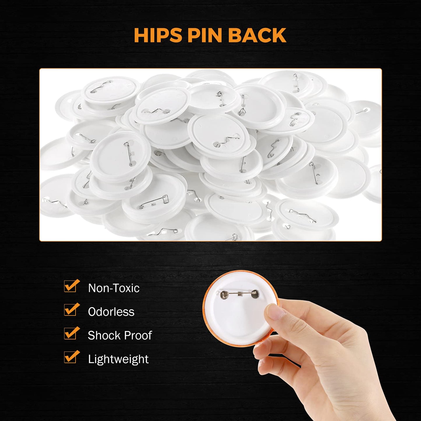 BEAMNOVA 500 Sets 44mm / 1.73 in (Approx. 1-3/4 inch) Button Maker Supplies Blanks for Round Pin Making Machine, Plastic Back, Hand Press Badge Making Refills