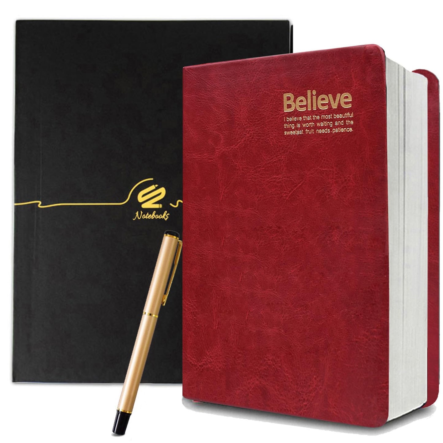 Lemical 720 Pages Horizontal Line Notebook with Pen Gift Set Vintage Retro Leather Cover Thick Notebook Travel Journal Diary Writing Book Memo Journal Notepad Diaries Drawing Sketchbook