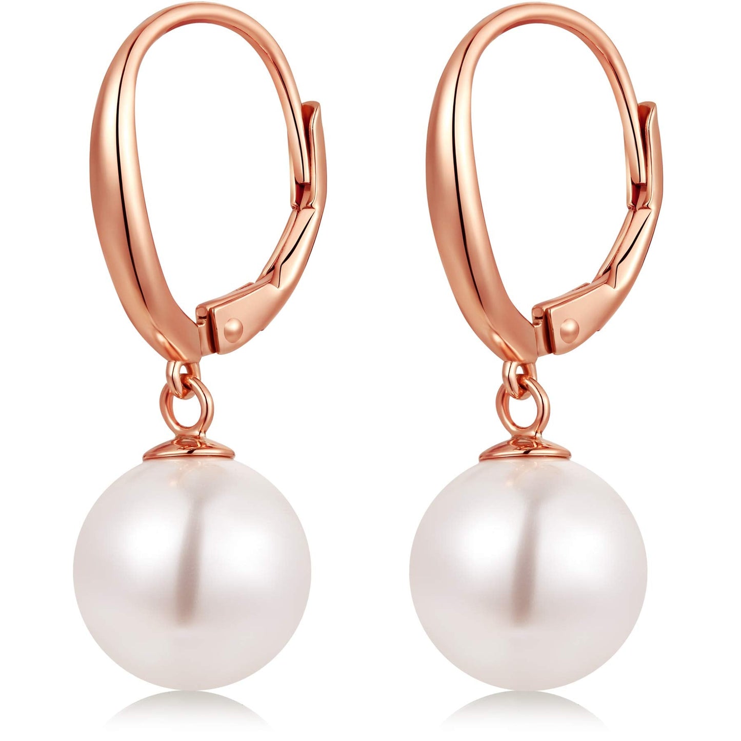 Han han Pearl Dangle Earrings for Women Sterling Silver Pearl Hoop Earrings 10MM