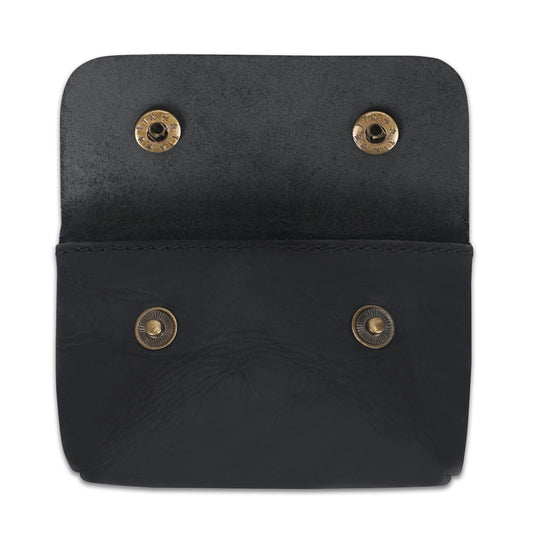 CestAntiQ Leather Double Coin Pouch Premium Cash & Card Holder Compact Cable Organizer Travel Makeup Bag, Handmade Artisan Craft Vintage Leather Accessories Multipurpose Wallet & Organizer (Black)