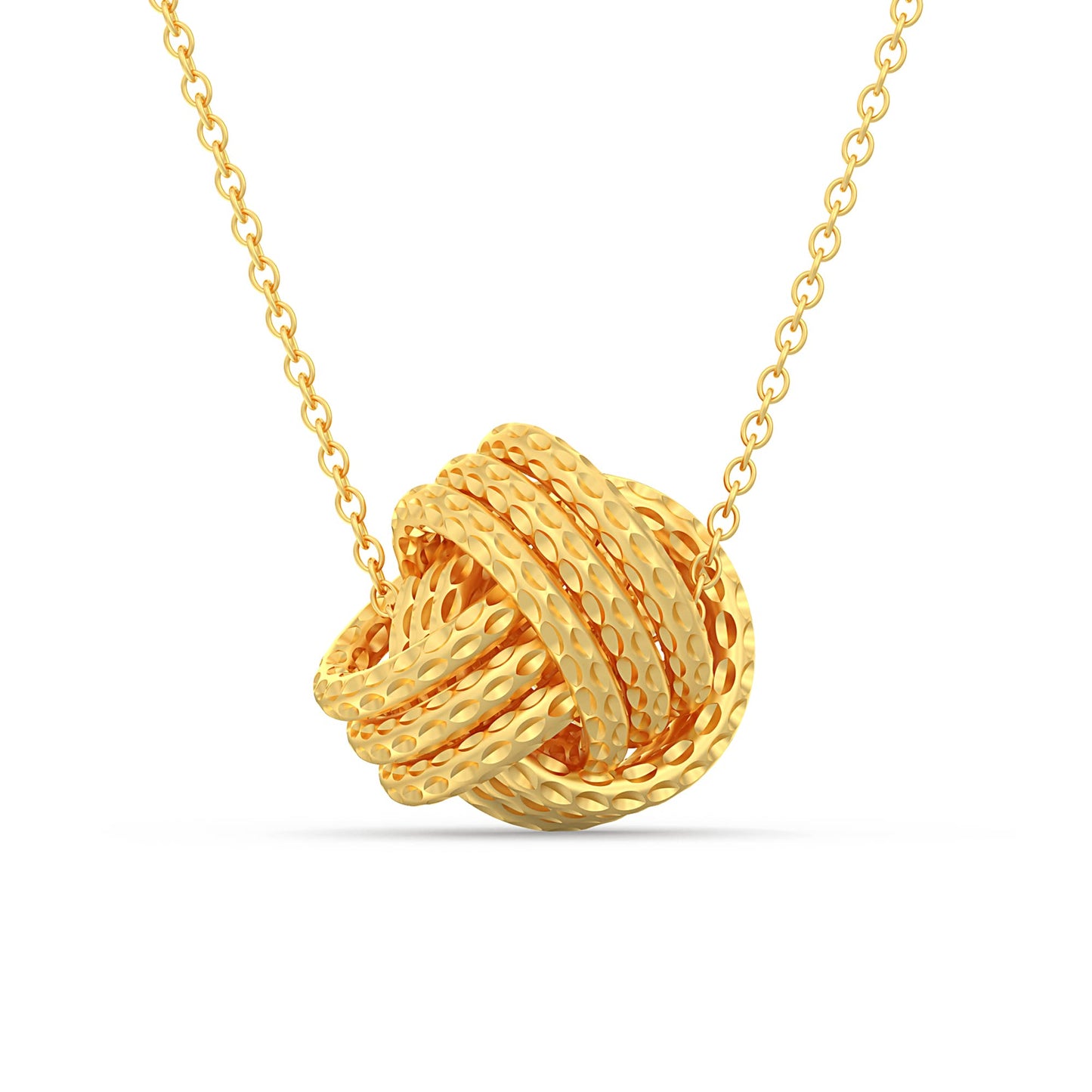 LeCalla 925 Sterling Silver Yellow Gold-Plated Diamond-Cut Love Knot Pendant Necklace for Women Teen