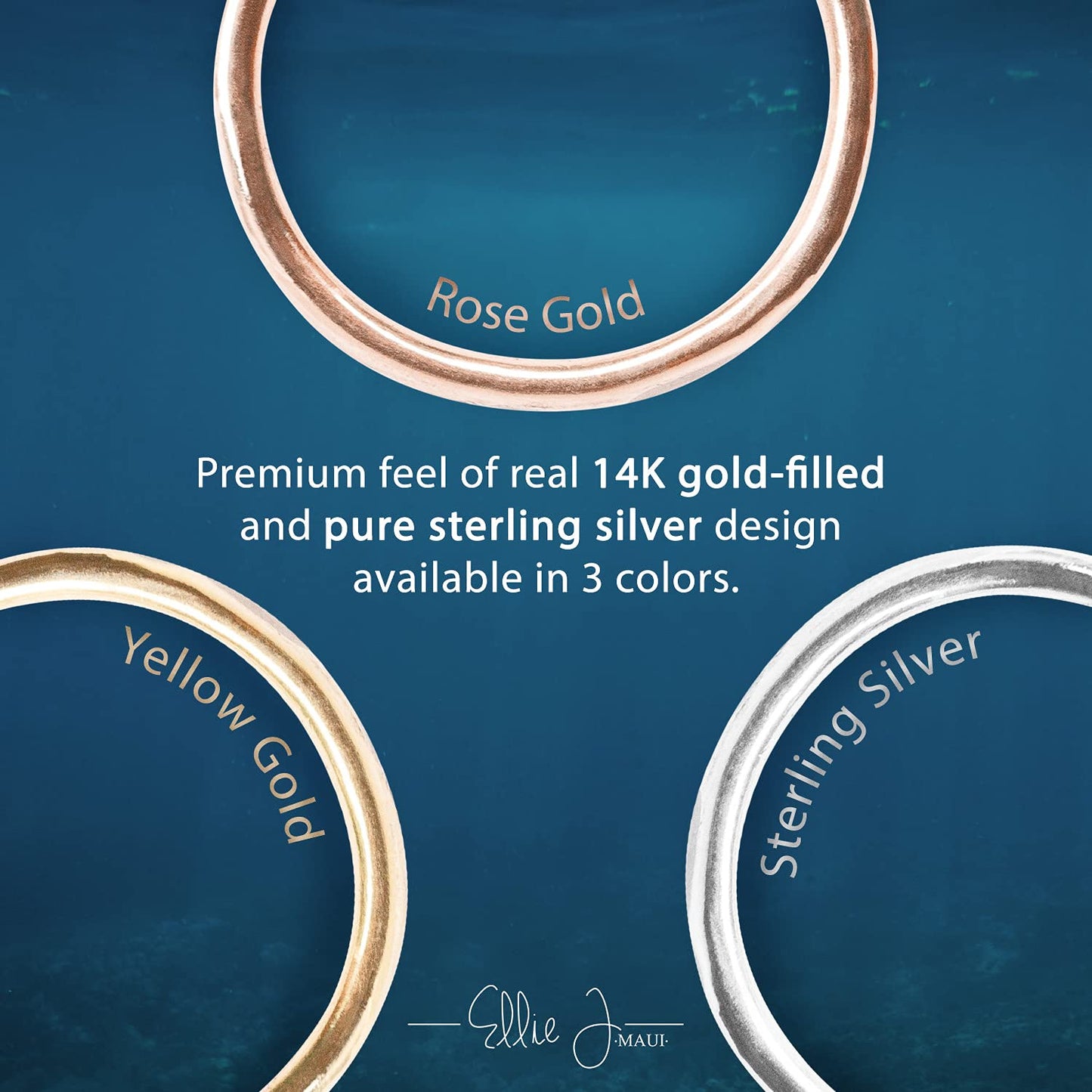 Ellie J Maui Open Toe Rings for Women, Handmade Adjustable 925 Sterling Silver, Real 14K Gold Filled & Rose Gold Filled Beach Design (rose gold)