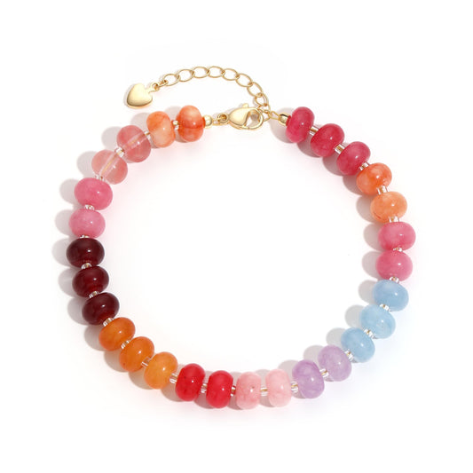chorfla Colorful Natural Stone Beaded Bracelets for Women, Boho Handmade Gemstone Bracelet, Adjustable Summer Beach Jewelry