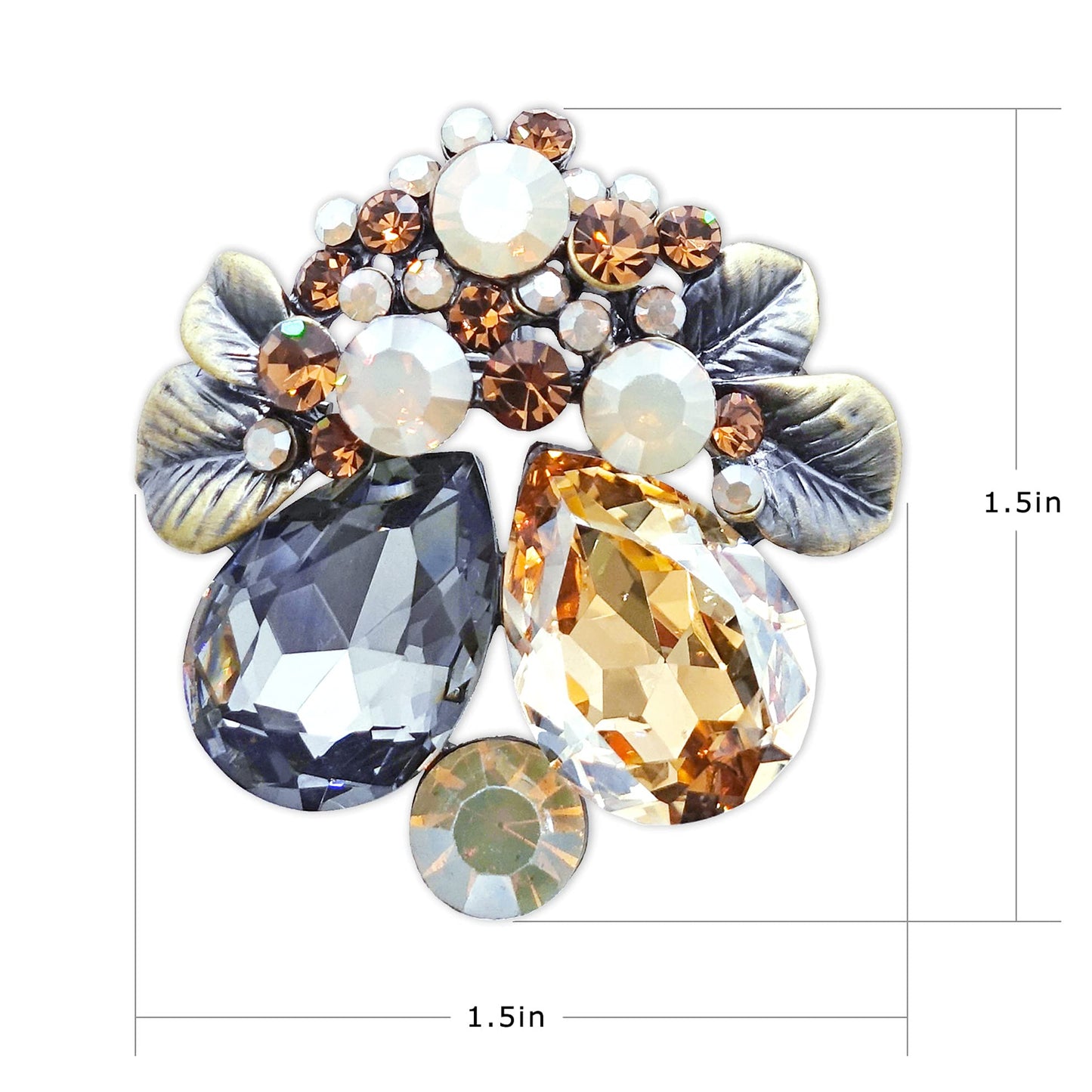 SinglinArt Brooches for Women Girls Crystal Flower Vintage Rhinestone Jewelry