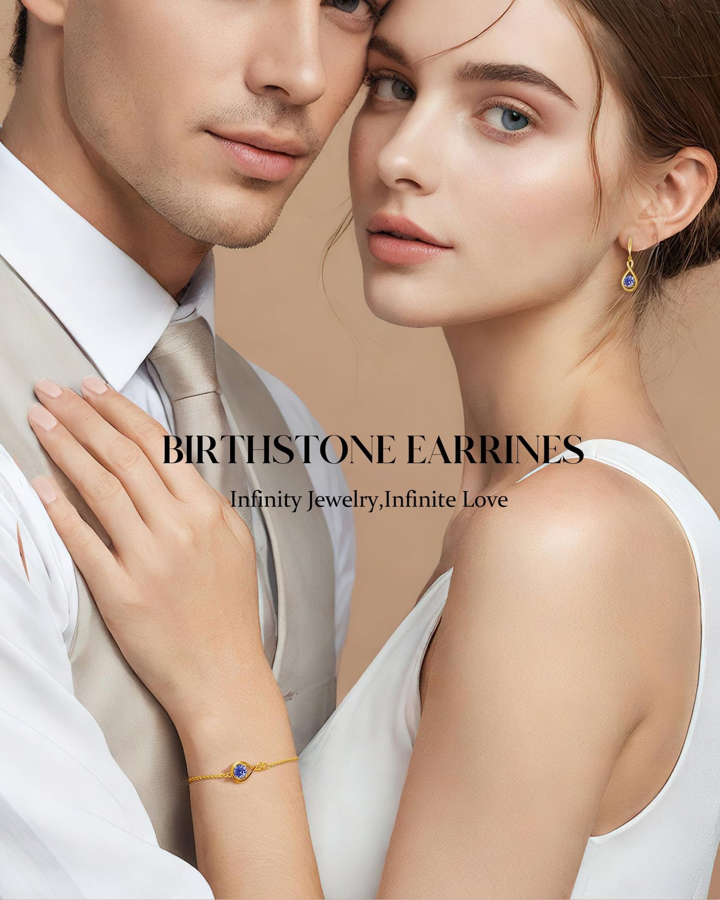 FANCIME Tanzanite Dangle Drop Earrings 925 Sterling Silver Yellow Gold Plated Dainty Infinity Gemstone December Birthstone Earring Fine Jewelry Birthday Mothers Day Gifts for Mom Her Women