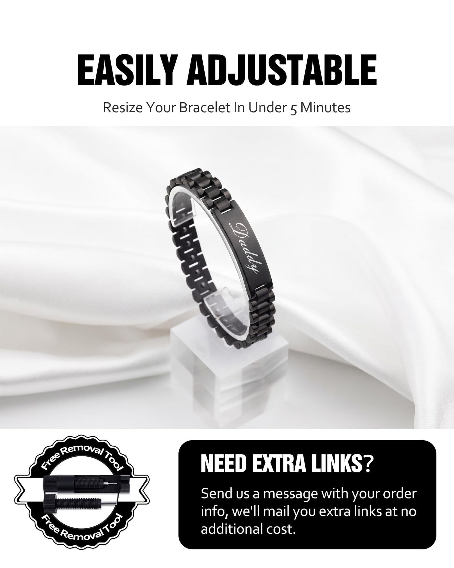 Jecanori Magnetic Bracelets for Men, Stainless Steel Bracelet with Natural Hematite, Father’s Day Gifts for Dad