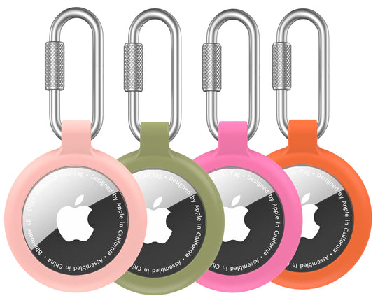 Waterproof Holder for AirTag Keychain-4Pack（Professional Carabiner） for Apple Air Tag 1st & 2nd Generation,Anti-Scratch Protective Cover for Air Tags, air tagholder for Keys, Luggage, Bags -4 Colors