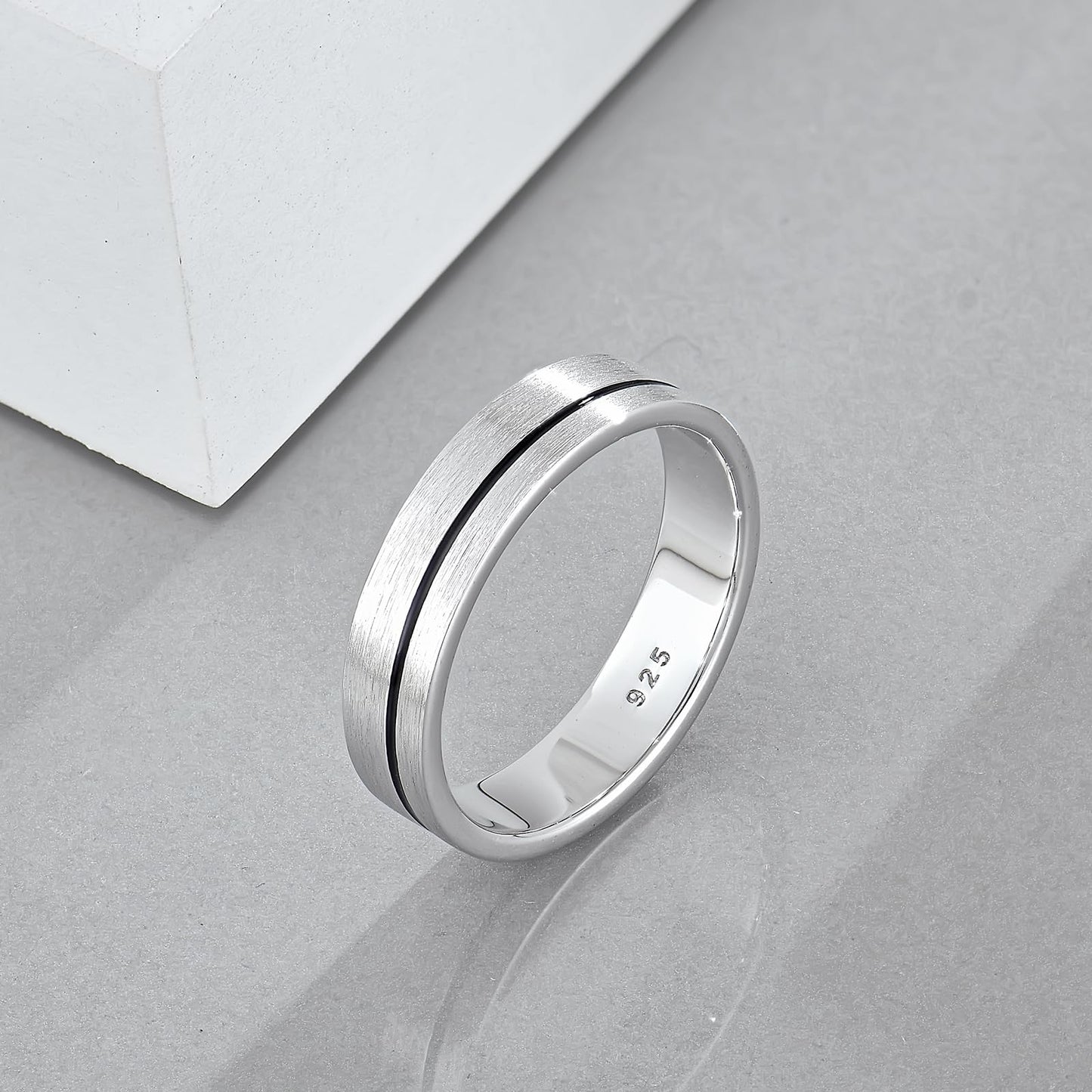 STARCHENIE Wedding Band Ring for Men, 925 Sterling Silver Comfort Fit, Brushed Matte Finish with Center Groove, Sizes 12