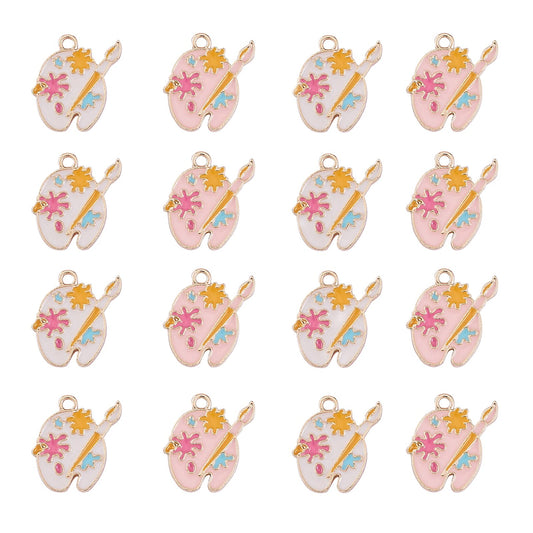 DanLingJewelry 40pcs 2 Colors Enamel Palette Cute Artist Paint Palette Dangle Charms with Loop for DIY Jewelry Making
