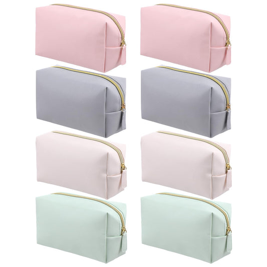 hidyuuoo 8 Pcs Makeup Bag Pu Leather Cosmetic Pouch Waterproof Small Toiletry Bag Portable Cosmetic Organizer Water Resistant Storage Purse for Lady Women Daily Storage Travel Organizer (Medium)