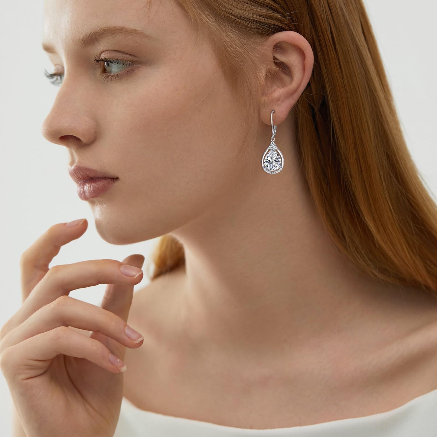 April Earrings Sterling Silver Birthstone Earrings AAAAA Cubic Zirconia Teardrop Dangles Jewelry Christmas Gifts for Women