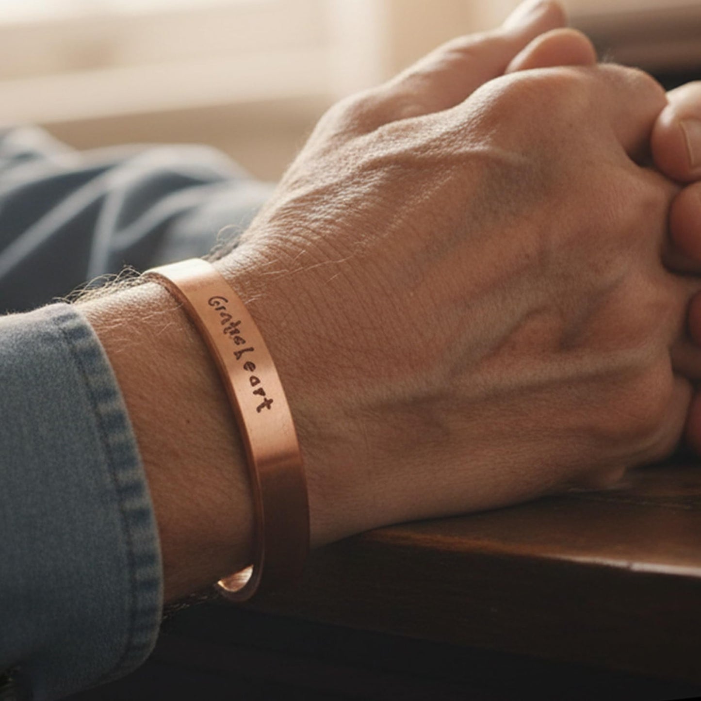 Touchstone Inspirational Copper Engraved Magnetic Bracelets for Women-Personalized Jewelry Gifts for Best Friend/Mom/Daughter/Sister - Adjustable Bracelet in a Gift Box Grateful Heart.