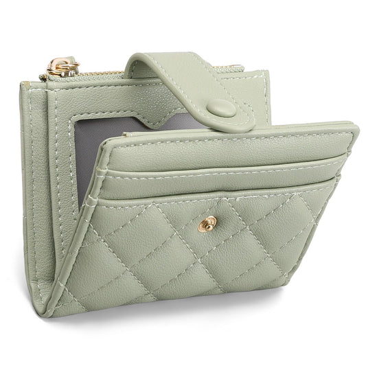GAEKEAO Small Wallet for Women Slim Bifold Leather RFID Blocking Credit Card Holder Wallets Zipper Pocket Coin Purse with ID Window