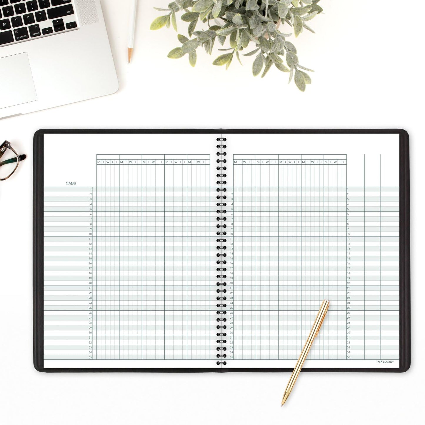 AT-A-GLANCE Undated Class Record Book, 8-1/4" x 11", 10 Weeks, 35 Students, Black (8015005)