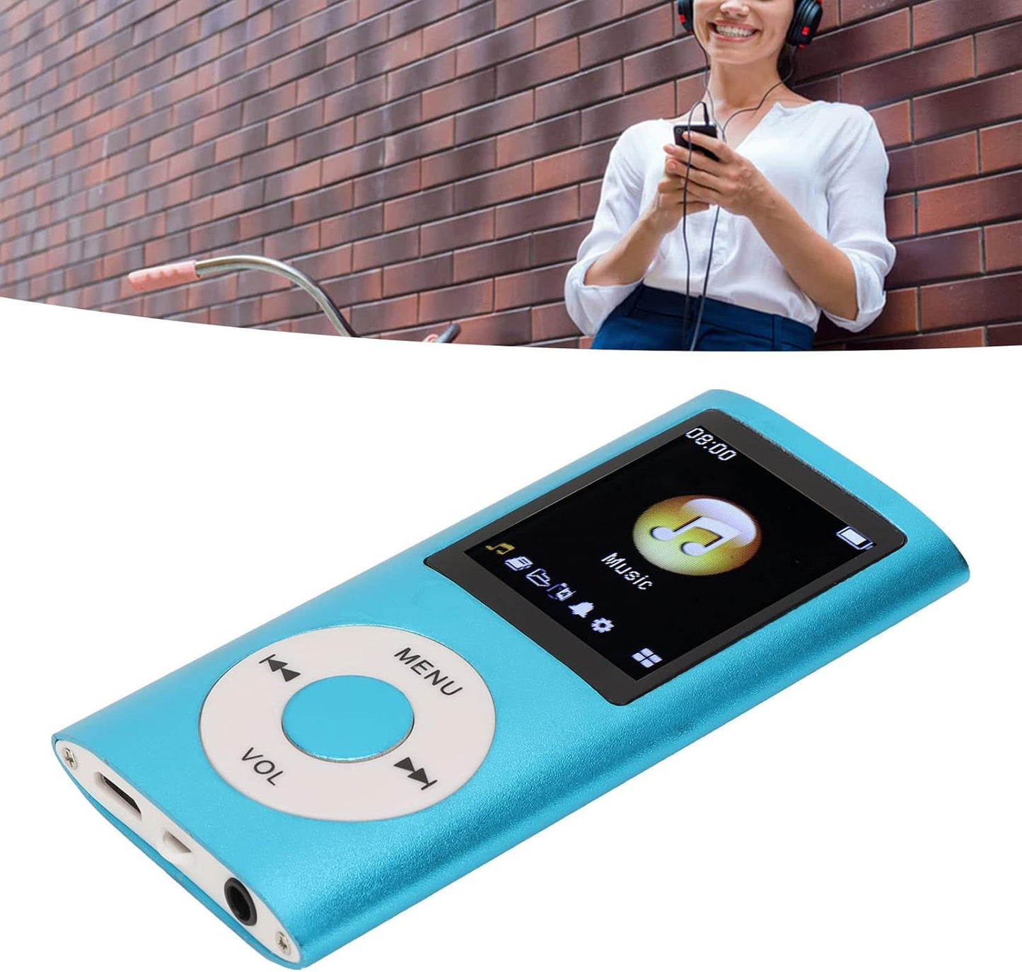 Yosoo Health Gear MP3 1.8 Inch 64G Player, Lossless Sound Slim LCD Music Player, Supports TF Card, Aluminum Alloy
