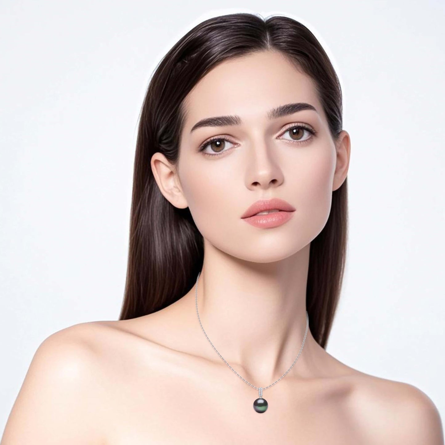 12-13mm Tahitian Black Pearl Pendant Necklace for Women, Genuine Cultured Pearl, 925 Sterling Silver, Simple Elegant Jewelry Gift for Wife Mom Girlfriend