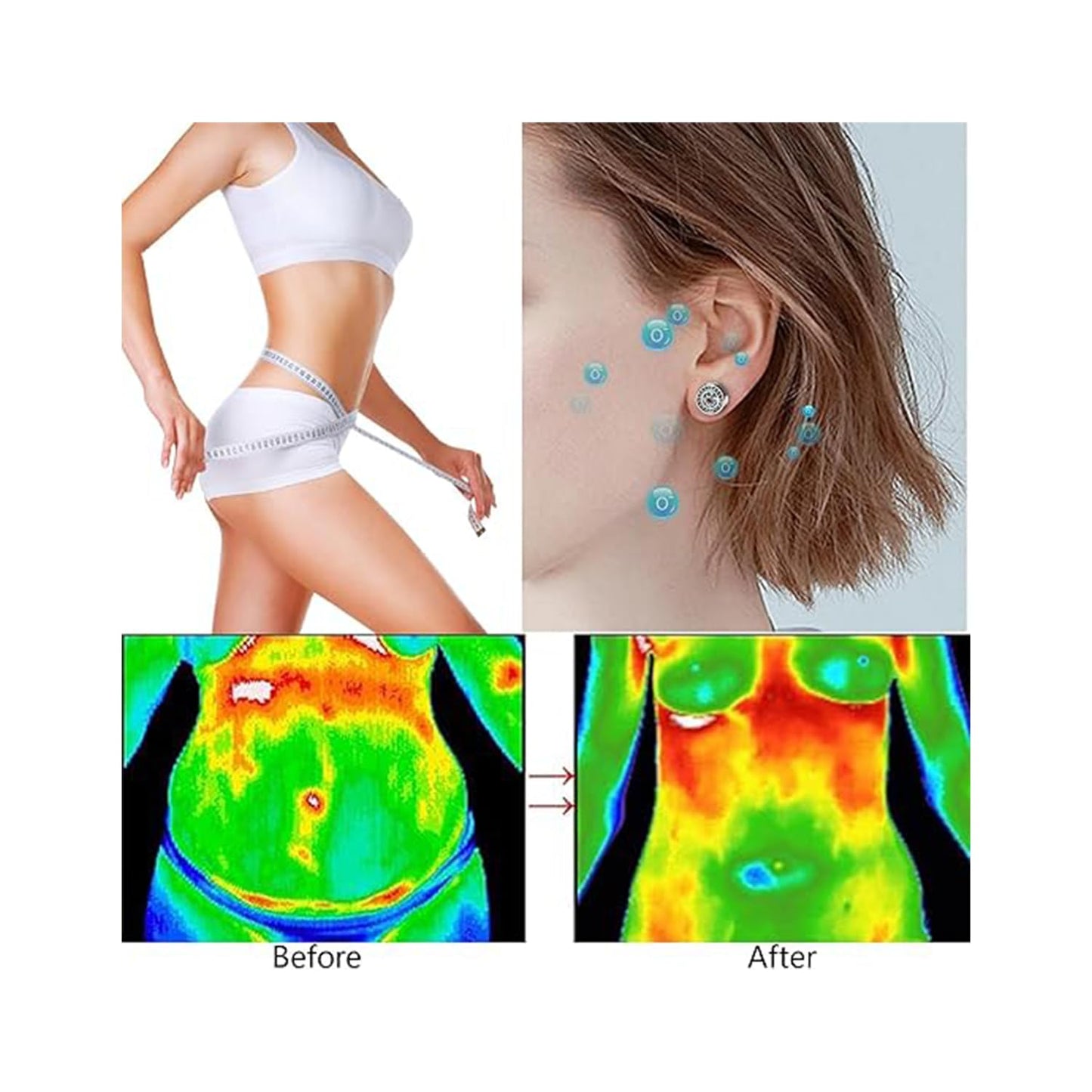 Lymphatic Earrings For Women, 2 Pairs Histone Acupressure Slimming Gold Silver Hypoallergenic Earring Unique Elegant Hoop Earrings Birthday Anniversary Jewelry Gift (Two pairs of silver)