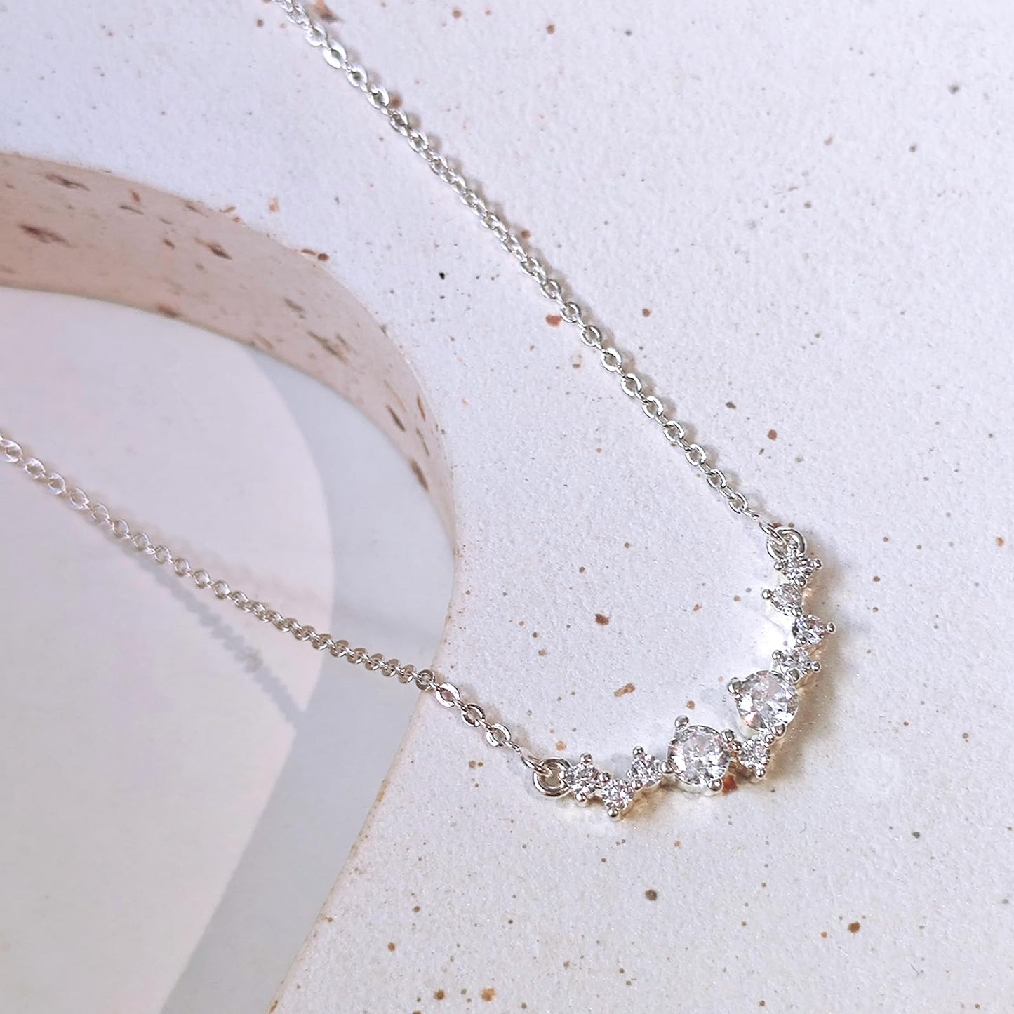 Zeffy Silver CZ Diamond Necklace for Women Dainty Small Cute Square Cubic Zirconia Splints Solitaire Pendant Necklace for women Jewelry for Women Gifts