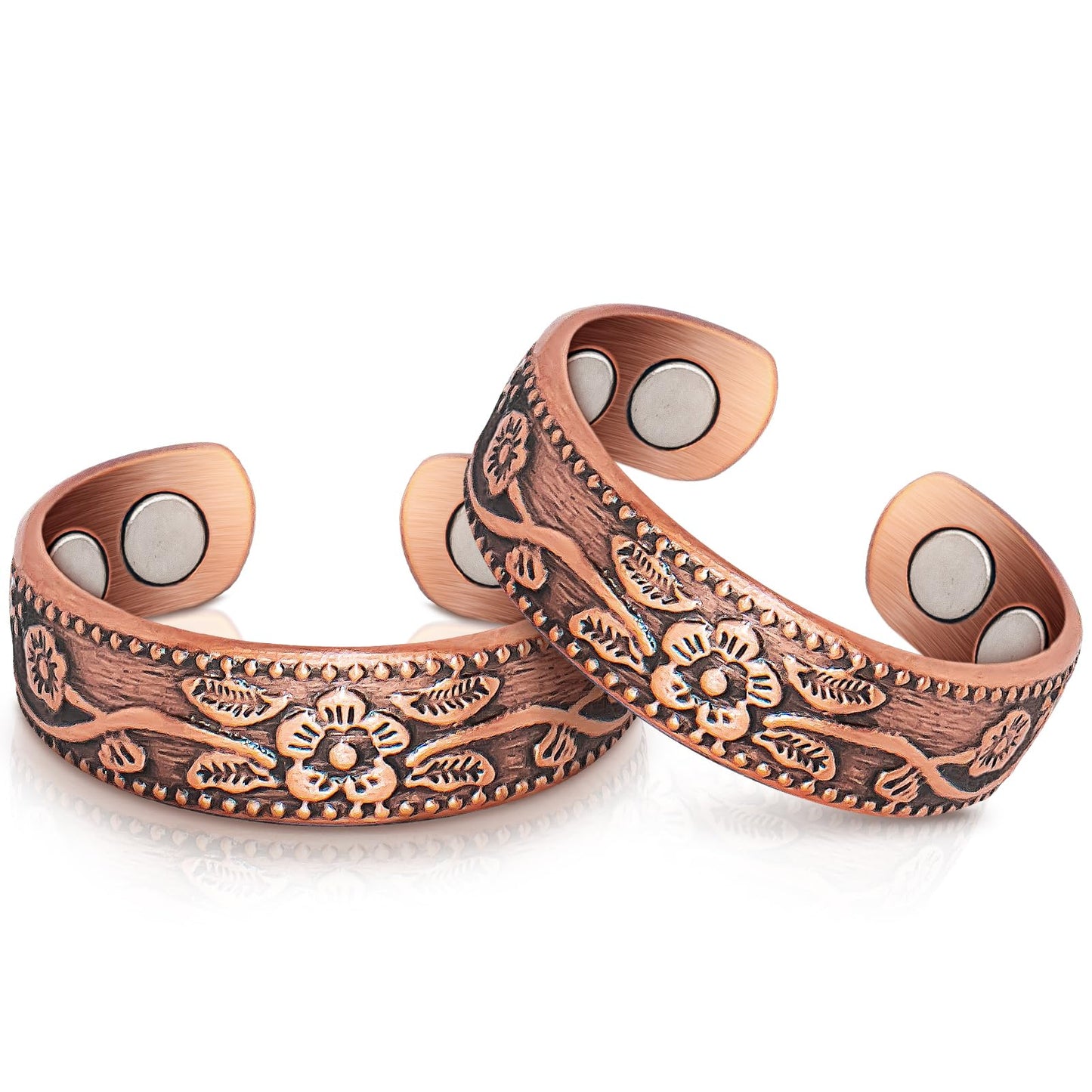Copper Rings for Women, Thumb Rings 99.99% Pure Copper Magnetic Rings with 3500 Gauss Magnets,Copper Jewelry for Women with Box(2 PCS)