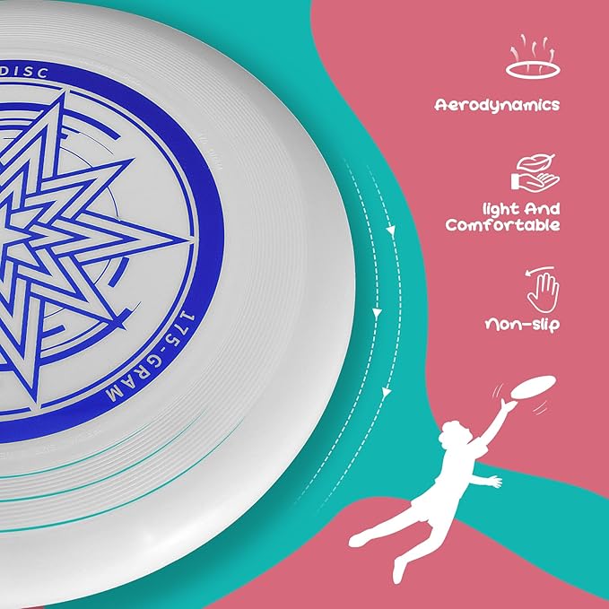 Outdoor Flying Disc 175g,Adult Sport Disc Set for Competitive and Pro Players,Flying Disc Set Includes 1 Glow in The Dark Flying Disc for Beach Pool Game, Camping and Backyard
