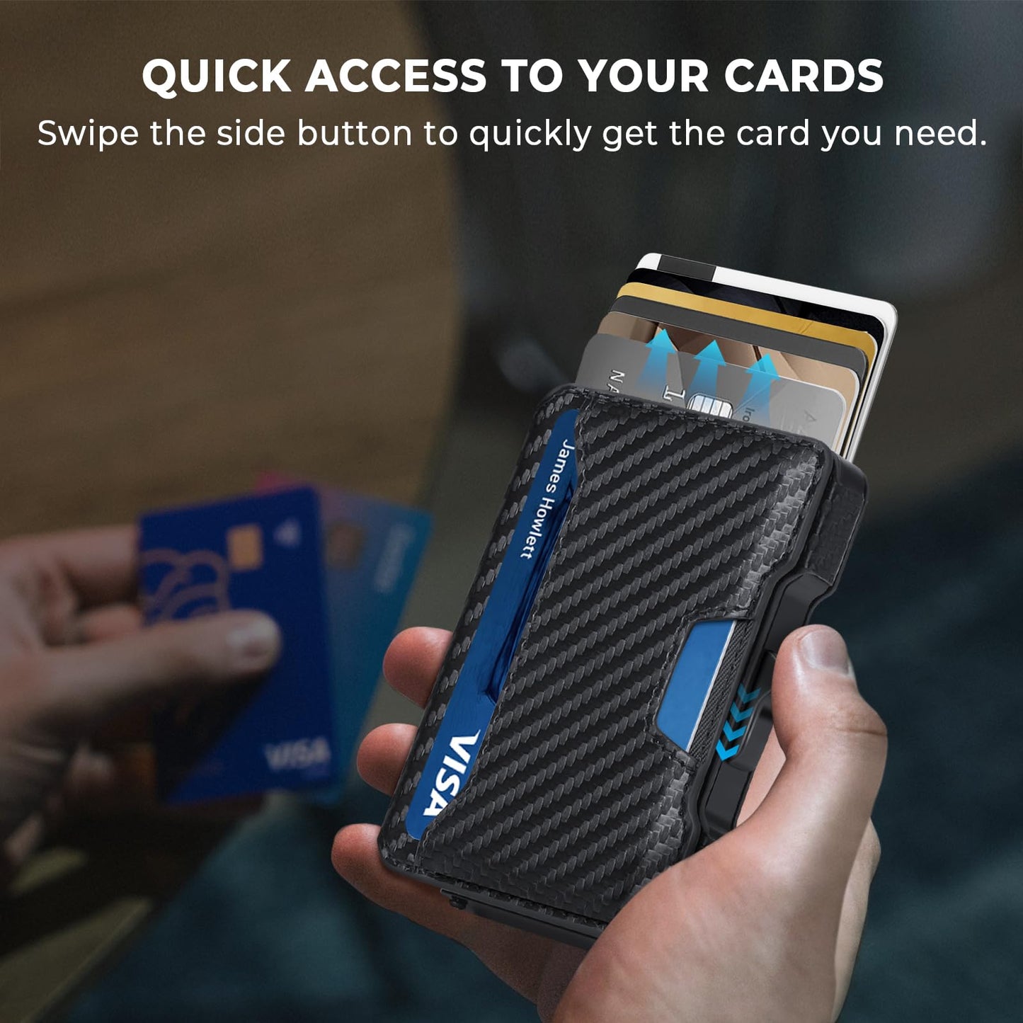 BESSIO Slim Wallet for Men - Minimalist Mens Wallet with Money Clip, Aluminum Pop Up Card Case and Leather Slots Credit Card Holder RFID Blocking Wallet for Men with Gift Box