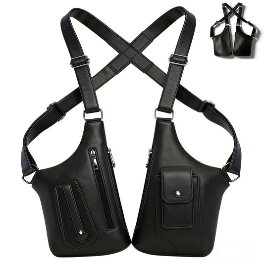 Fylozonu ﻿Double Shoulder Armpit Bag,Leather Adjustable Underarm Shoulder Bag for Men,Men Anti-Theft Underarm Wallet Pocket Holster Phone Leisure Double Shoulder Pouch