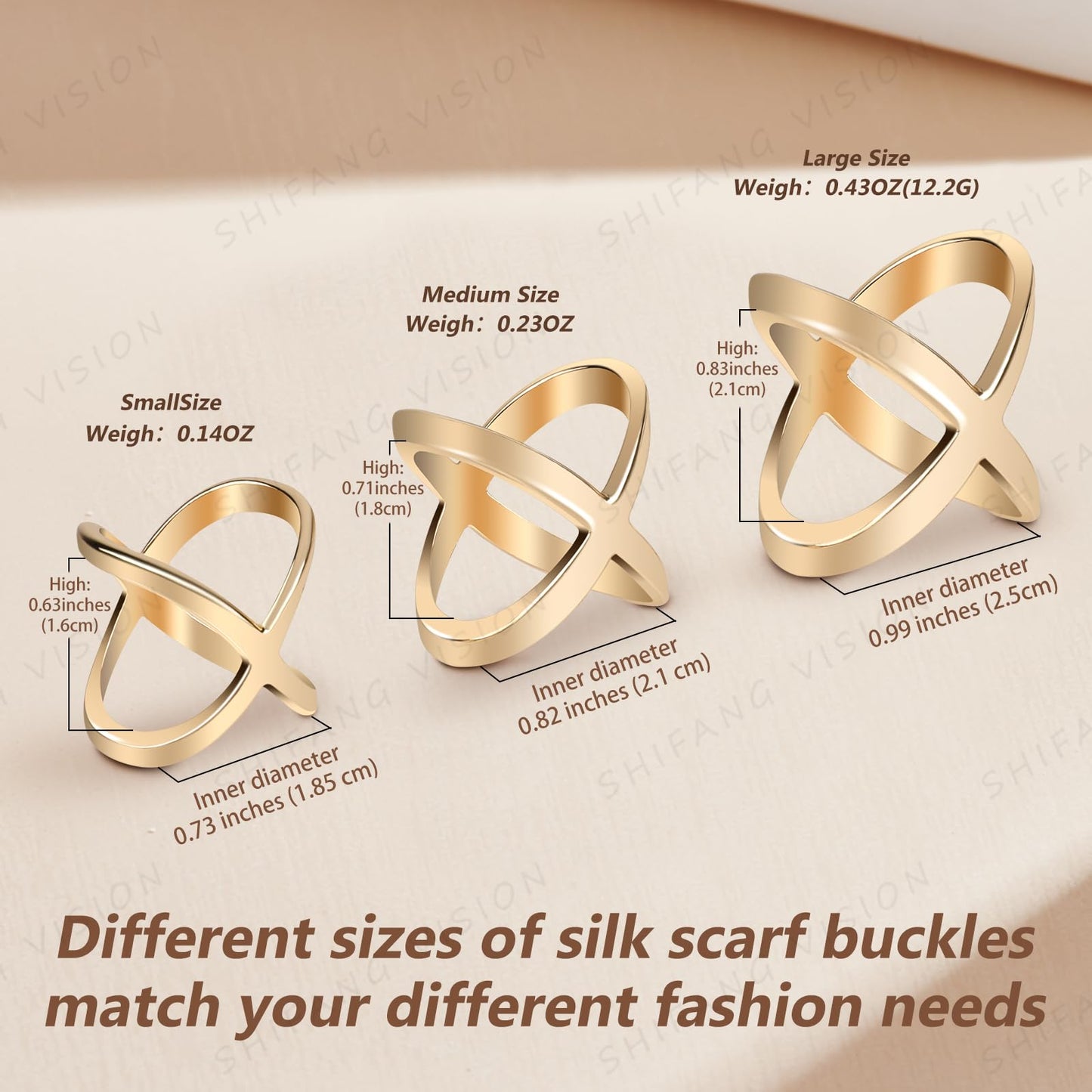 SYWDUDUCLT Scarf Ring，Scarf Clip for Women's Shawl, Silk Neckerchief, Tshirt, Small Size,Gold/Sivler, S/2Pcs
