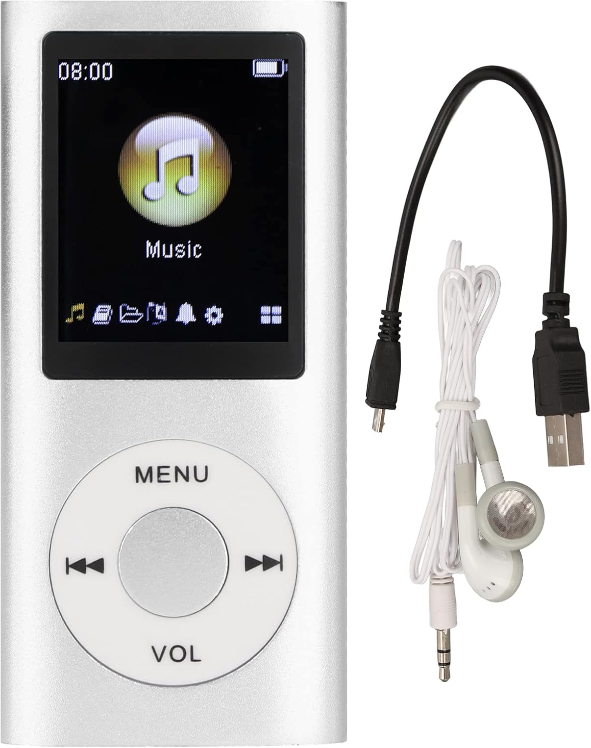 ASHATA 64G MP3 1.8 Inch MP3 MP3 Player, Screen Music Player for Sports Studying, Support WMA FLAC APE AAC OGG