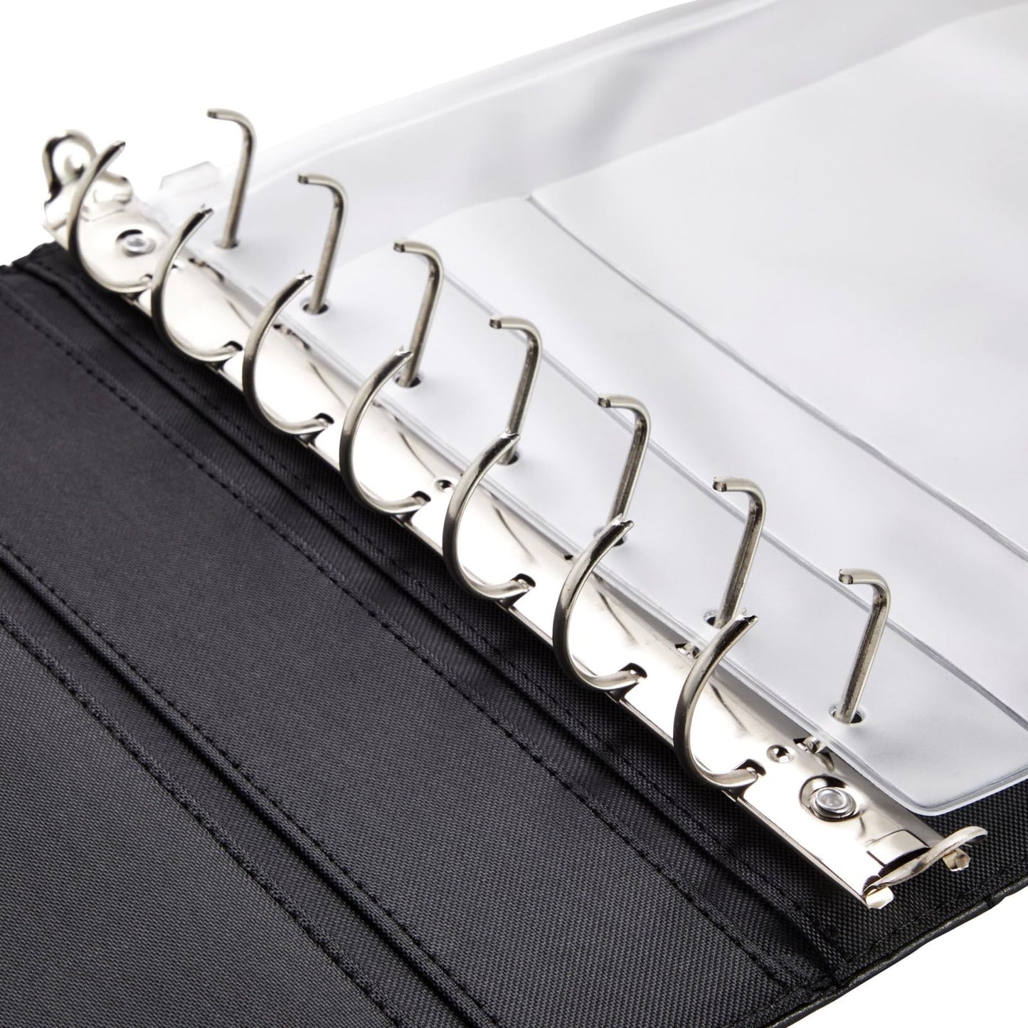 Juvale Check Binder - Black Faux Leather, 7-Ring, 14 x 10 in, Fits 600 Checks - Business Checkbook Binder & Cover with Pen Loop, Checkbook Holder & Organizer for Personal & Corporate Use