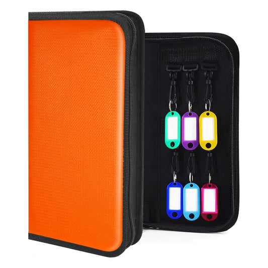 Ehoehu Key Organizer, Zippered Key Case, Fireproof and Waterproof Key Binder with 12 Hooks and Tags Portable Key Storage Book for Offices Real Estate Agencies Hotels and Rental Management