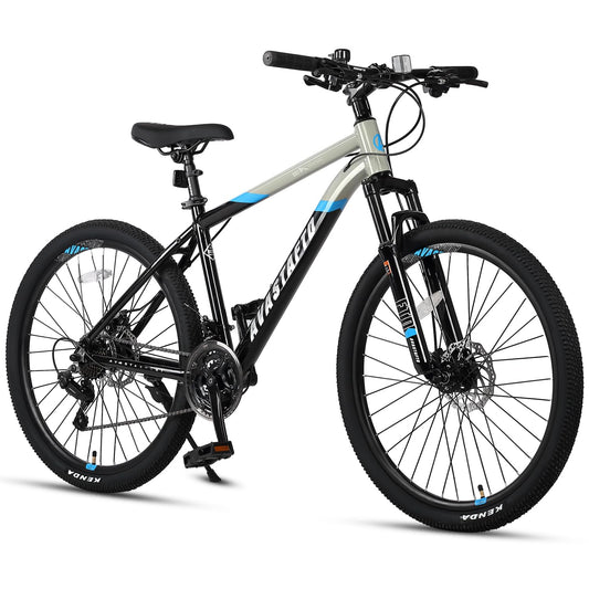 AVASTA 27.5-inch Mountain Bike for Man Male and Woman Female Adult with Lightweight Aluminum Alloy Frame and Dual Disc Brakes,Front Suspension,21-Speed Gear Shifters,Hidden Brake Cables,Grey