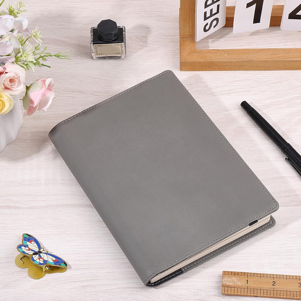CRASPIRE A5 Leather Book Sleeve with Card Slots Waterproof Notebook Cover Tan PU Envelope Folder Business Briefcase Reusable Leather Portfolio Organizer for Book Lover Classmate Gifts