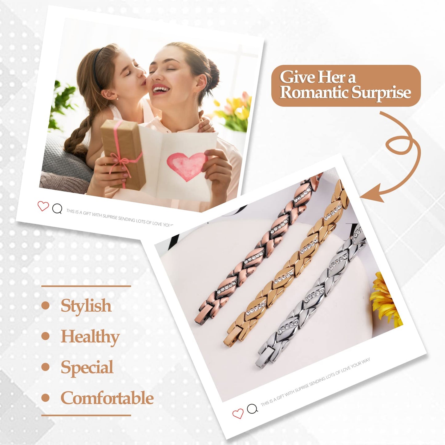 Jecanori Pure Copper Bracelets for Women,Ultra Magnetic Bracelets for Women with 3500 Gauss Magnets,Crystal Valentine's Day Jewelry Gift, Sizing Tool