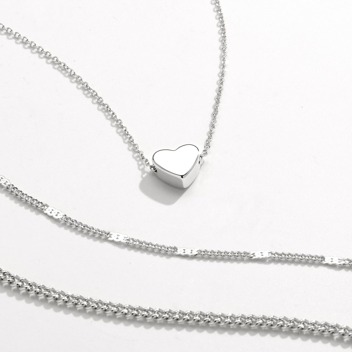 Sterling Silver Heart Necklaces for Women, Dainty Stackable Cute Heart Pendant Layered Tiny Choker Necklaces, Valentine Gifts for Mom Wife Girlfriend Friend Sister Women Beauty Gifts for Young Women