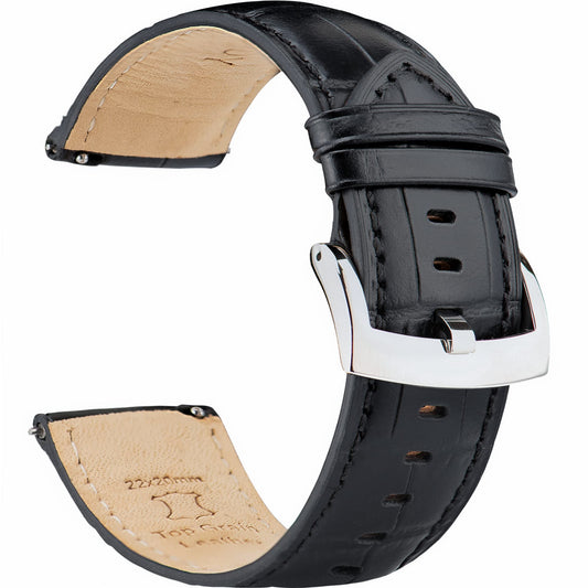 OTTOODY Alligator Grain Leather Watch Bands, Quick Release Top Grain Leather Watch Straps for Men & Women - Choice of Color & Width 18mm, 20mm, 21mm or 22mm, Wristband for Watch & Smartwatch