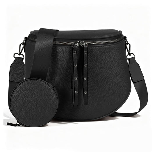 MOETYANG Crossbody Bags for Women Large Vegan Leather Bum Bag with Coin Purse (Black)