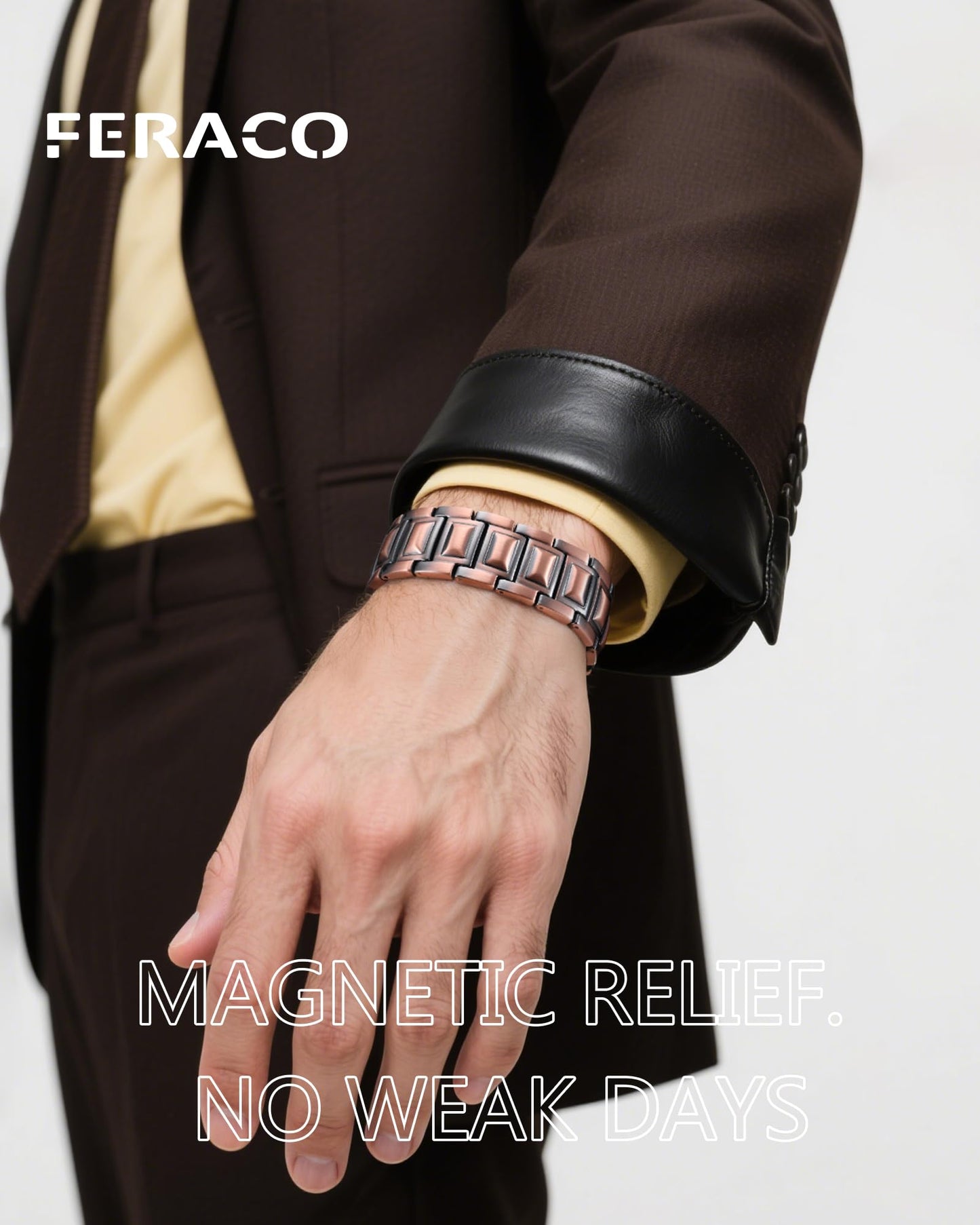 Feraco Copper Magnetic Therapy Bracelets for Men with 5X Strength 5000 Gauss Magnets,99.99% Cooper Bracelet