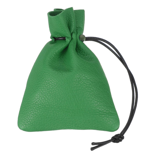 uxcell 1 Pcs Drawstring Bag, Leather Coin Purse, Change Purse for Women, Men's Leather Bag, for Jewelry, Keys, Coin Storage(Green)