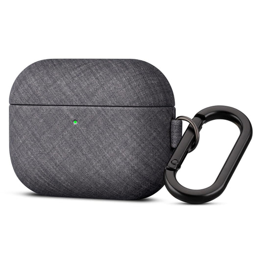 Haobobro Handmade Case - for AirPods Pro 3 Case Cover with Keychain - Selected Skin-friendly Vegan Leather, Linen Cloth style, Drop Protective Hard Cover for AirPods Pro 3rd Generation Earbuds - Black