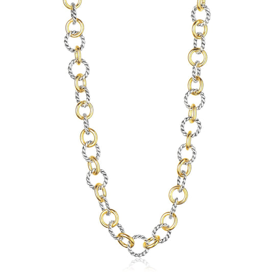 UNY Jewel Jewelry Style Trendy Elegant Vintage Retro Unique Fashion style 2 Tone Twisted Wire Link Women Long Necklace 76 CM Christmas Gift (Two Tone)