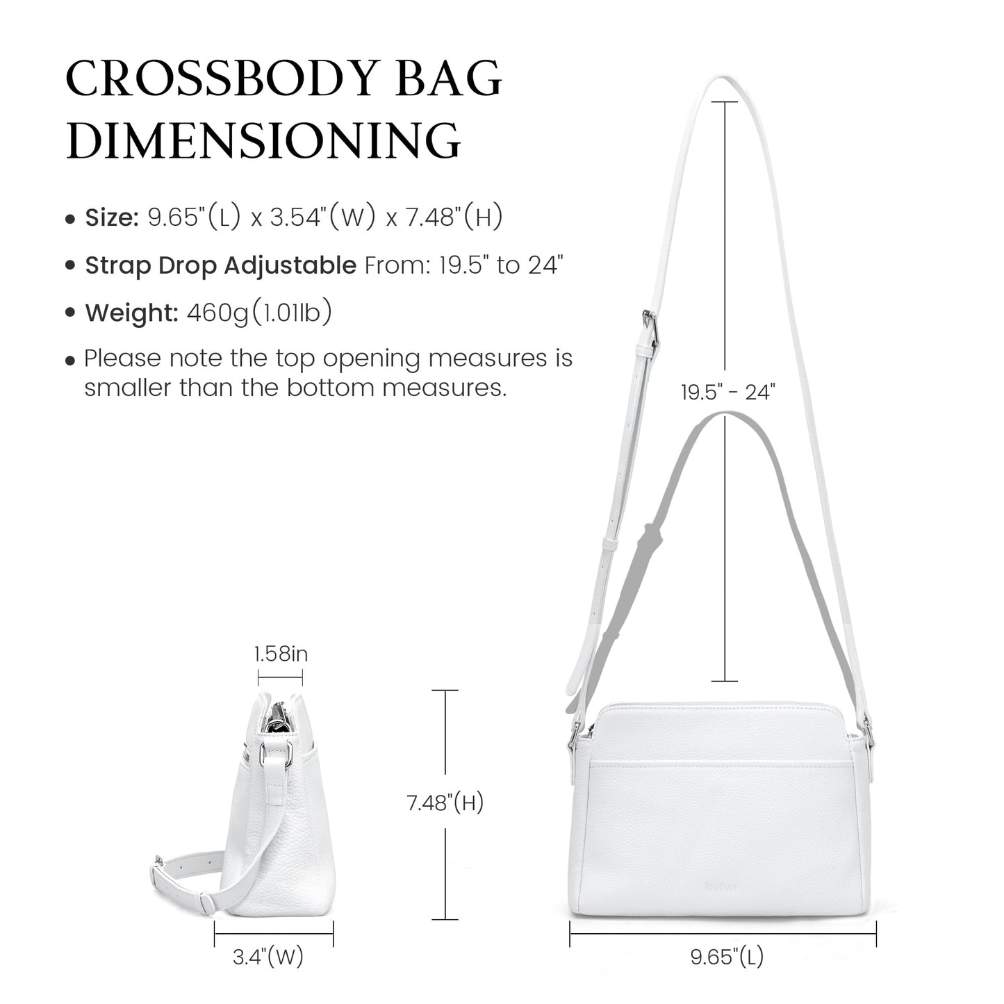 befen Small White Purses for Women Genuine Leather Crossbody Bags with RFID Blocking Anti Theft Travel Cross Body Hangbags 2026 Spring Summer Purse