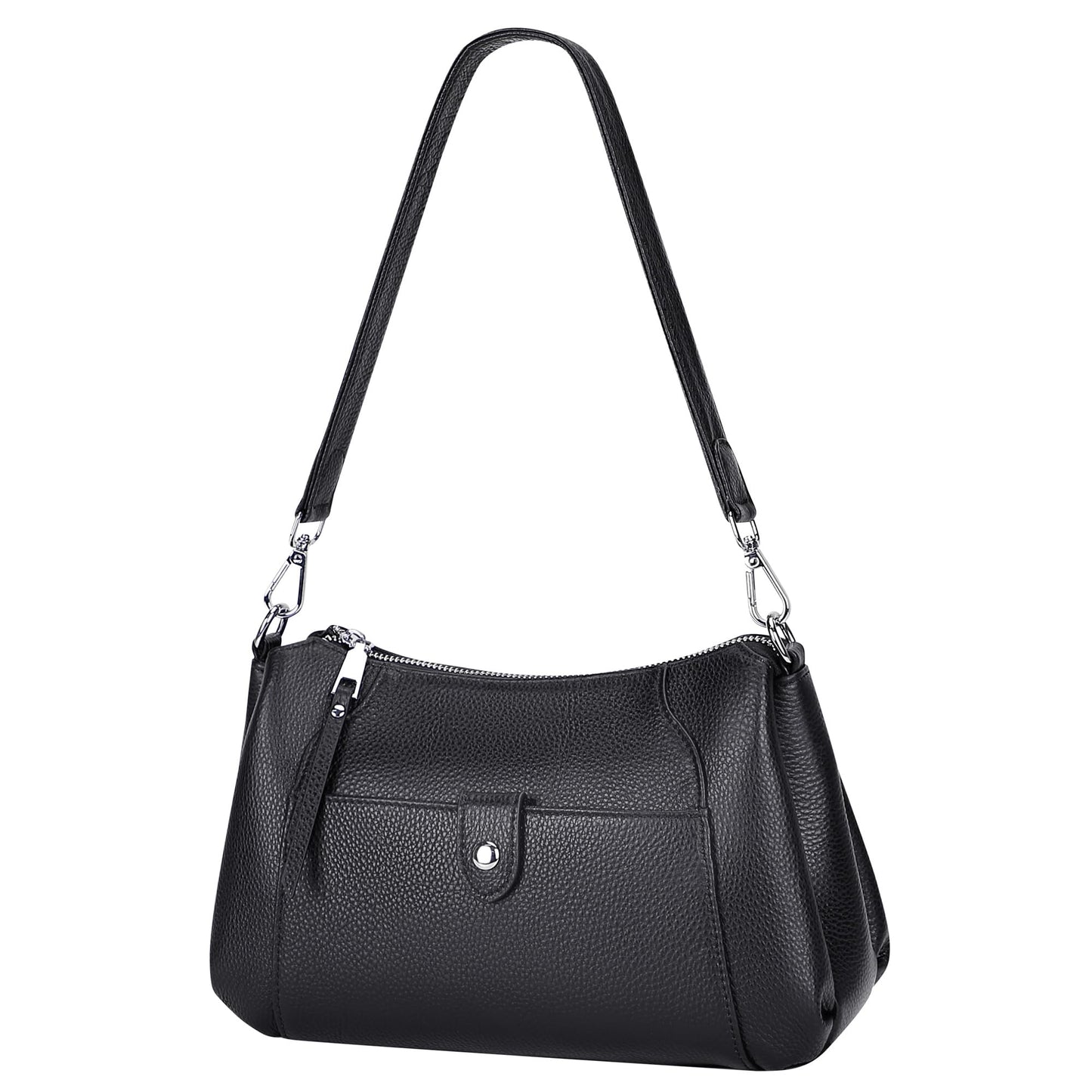 Over Earth Genuine Leather Small Hobo Crossbody Bags for Women Shoulder Purses and Handbags(O189E Black)