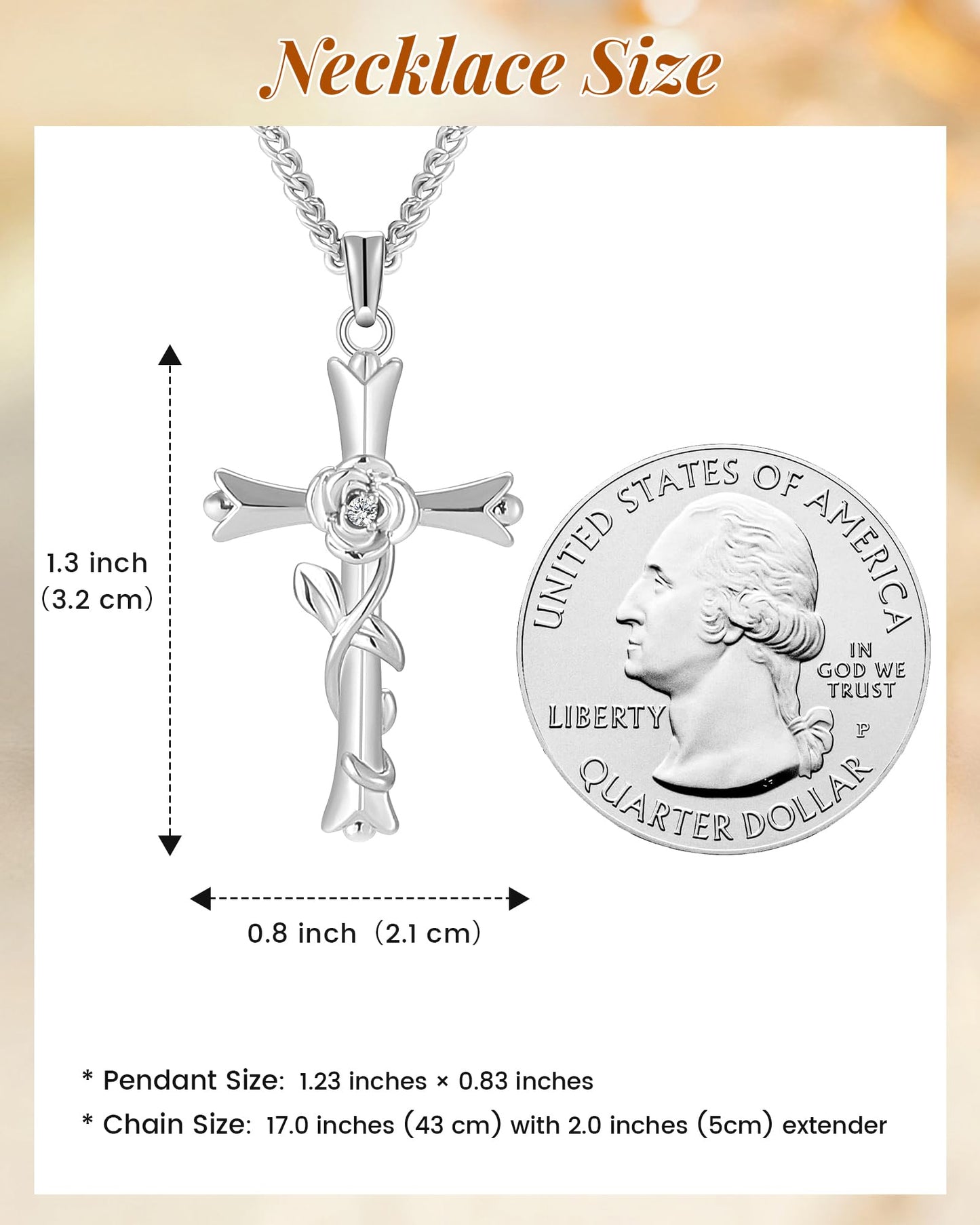 ACECHA Silver Cross Necklace for Women, Dainty Faith Cross Pendant Necklaces with Rose Jewelry for Mom Wife Daughter Sister | Gifts for Birthday Anniversary Christmas Easter(Rose-Romantic)