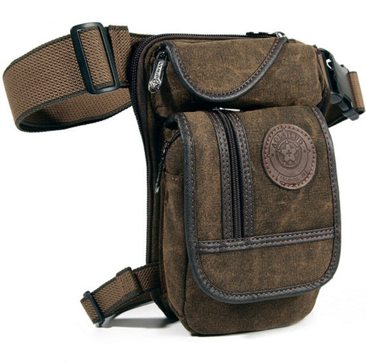 Hebetag Drop Leg Bag Canvas Thigh Pouch for Men Women Tactical Military Motorcycle Bike Cycling Multi-Pocket Waist Fanny Pack Travel Hiking Climbing Outdoor Pocket Coffee