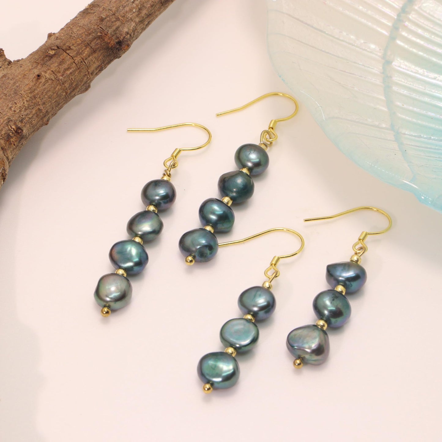 Handmade Tahitian Baroque Seawater Black Pearl Drop Earrings for Women , Black Pearls Dangle Earrings Hypoallergenic , Trendy Formal Jewelry Gifts for Wedding, Bridal & Special Occasion Valentines'day Mother's Day Back-to-school Gifts